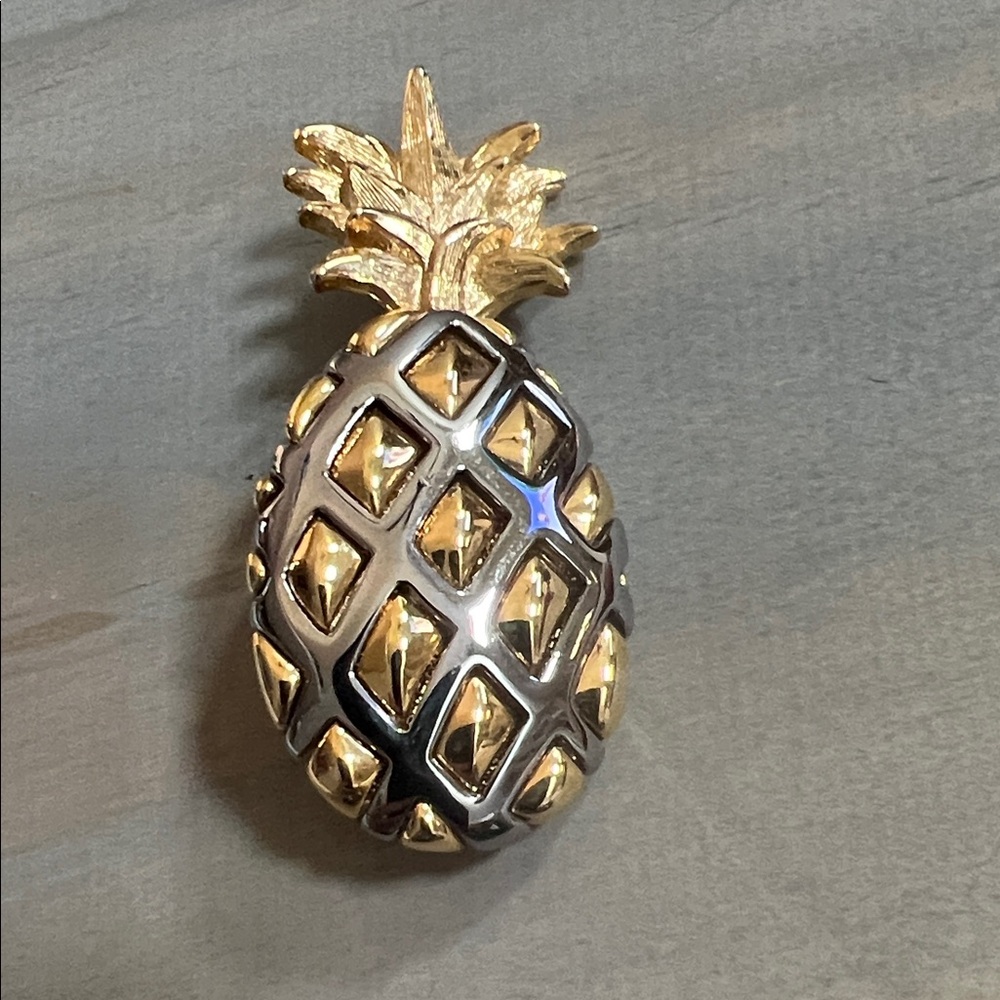 Two toned  Pineapple Brooch singed Liz Claiborne